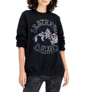 Junk Food Grateful Dead Rose Sweatshirt WomensBlack Pullover Band Graphic